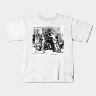 Policeman & Others Hold Back Two Men Fighting In A Pub 1909, William James Glackens Kids T-Shirt